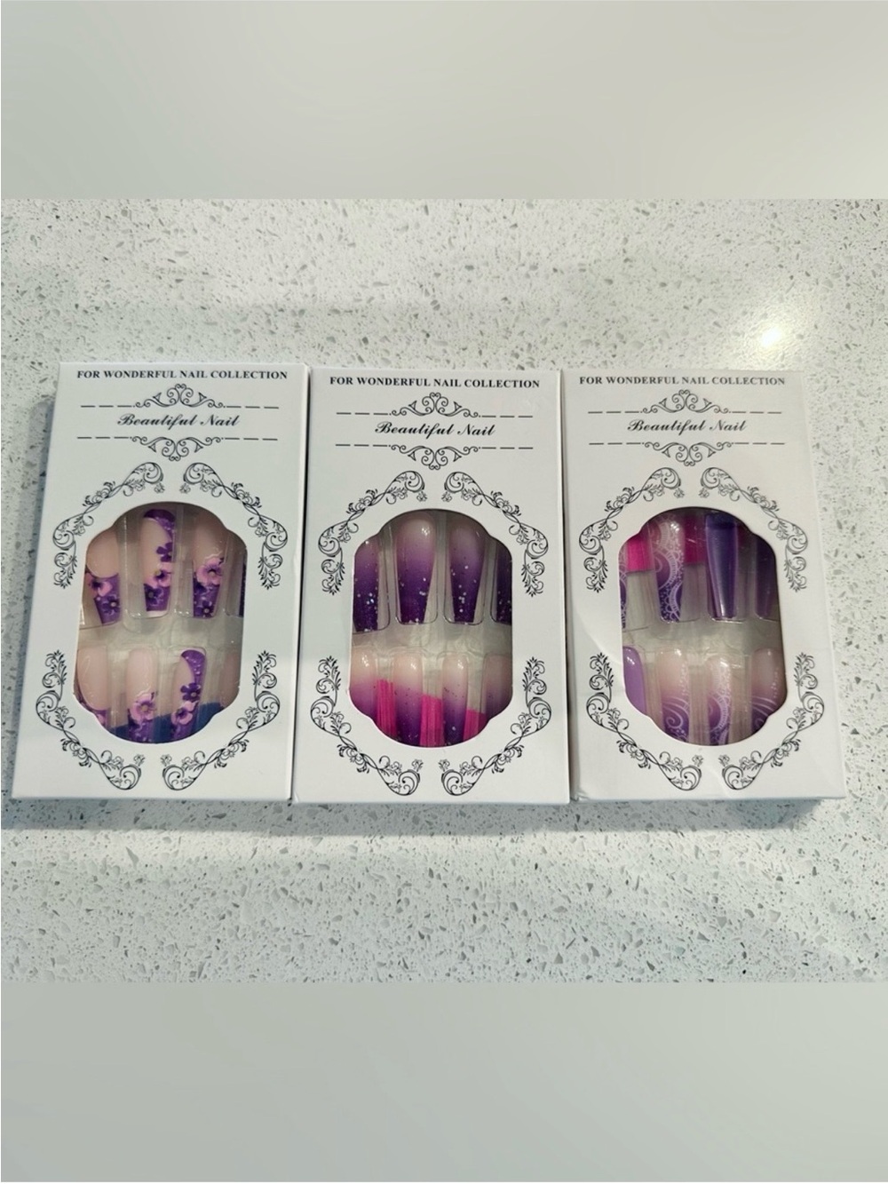 Purple Ombre Press-On Nail Set of 3